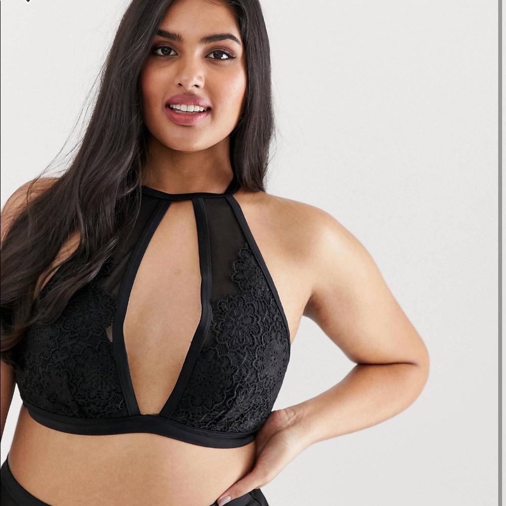 NWT Playful Promises Hunter McGrady Black Lace Bikini Top 16